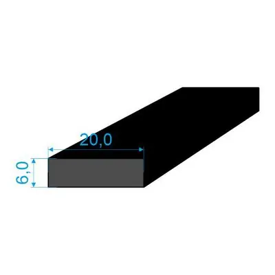 0596062 Pryžový profil 6x20mm, EPDM 70°Sh obdélníkový Must-Have